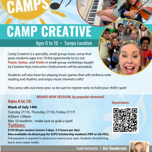 Camp Creative - ages 6-10 at Creative Keys Tampa
