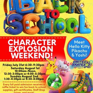 United Skates Tampa Back to School Character Explosion Weekend