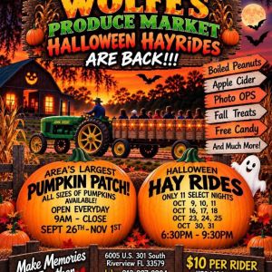 Wolfe's Produce Market Pumpkin Patch and Halloween Hay Rides